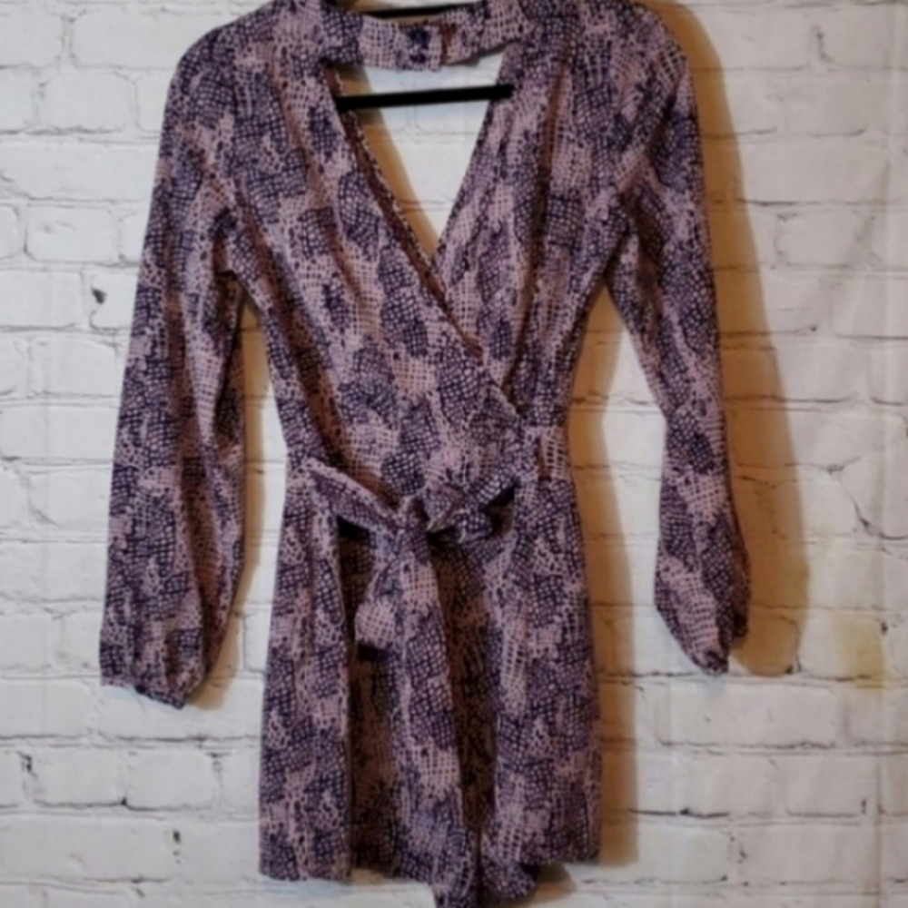 ASOS Plum & Pink Web Print Long Sleeve Romper